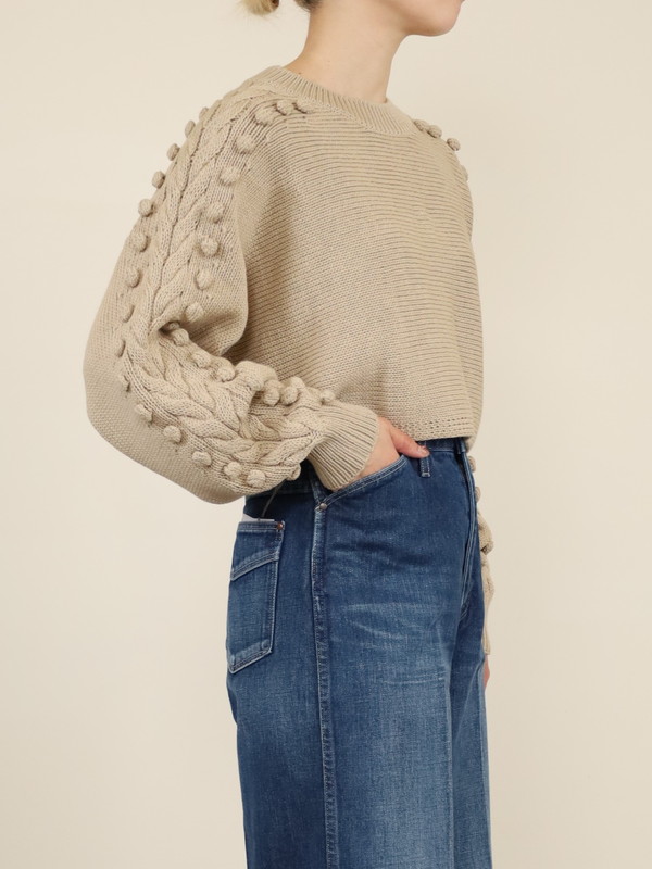 【Emmaculate】ケーブル・ポップコーン短丈ニット