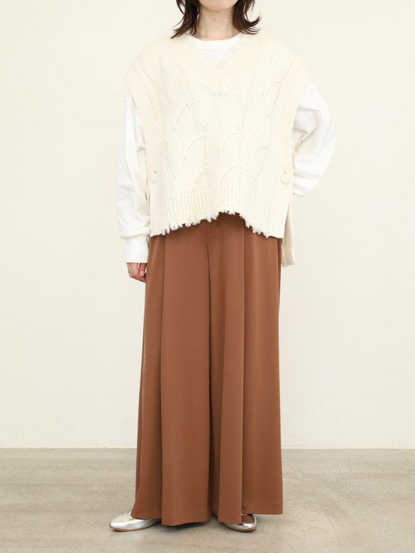 【Doneeyu】ベルト付ポンチワイドパンツ