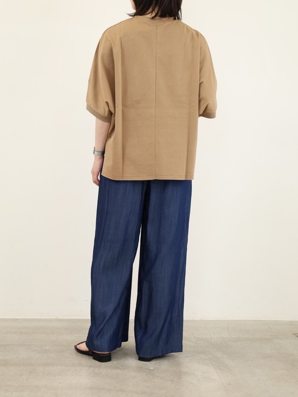 【trois】5分袖ロゴオーバーシルエットカットソー