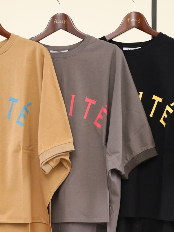 【trois】5分袖ロゴオーバーシルエットカットソー