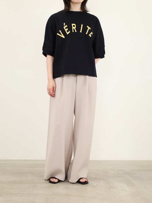【trois】5分袖ロゴオーバーシルエットカットソー