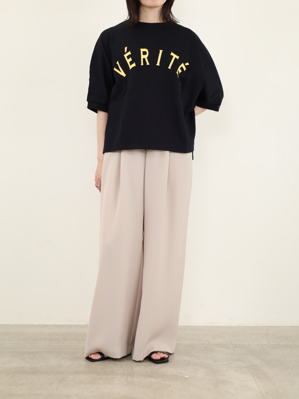 【trois】5分袖ロゴオーバーシルエットカットソー