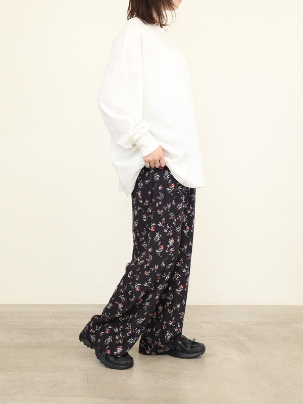 【ma couleur】花柄セミワイドパンツ