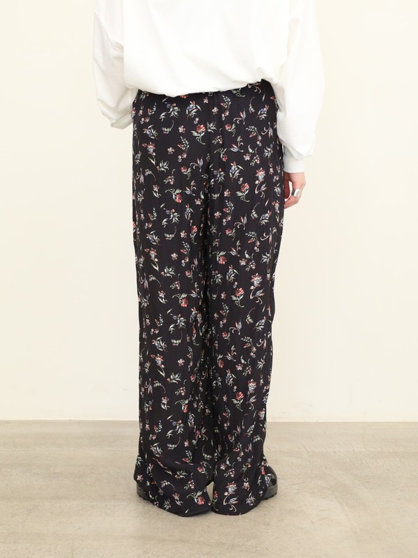 【ma couleur】花柄セミワイドパンツ