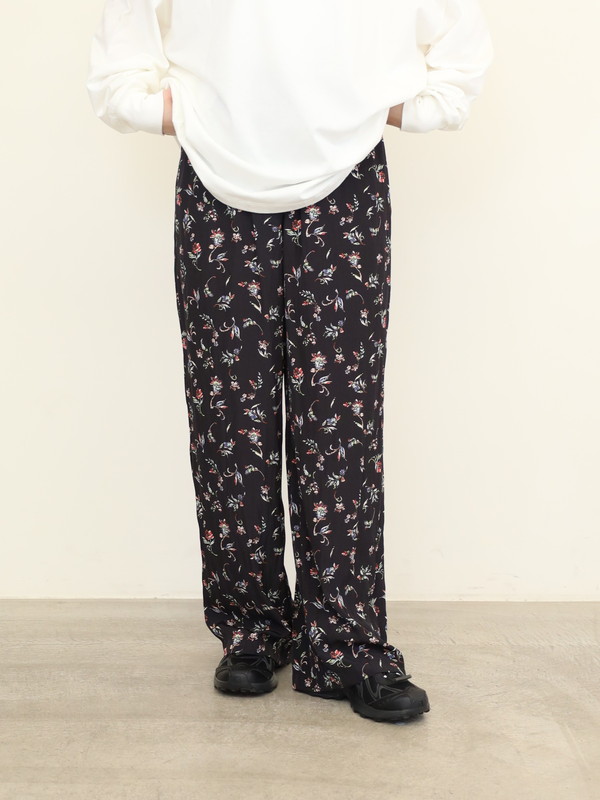 【ma couleur】花柄セミワイドパンツ