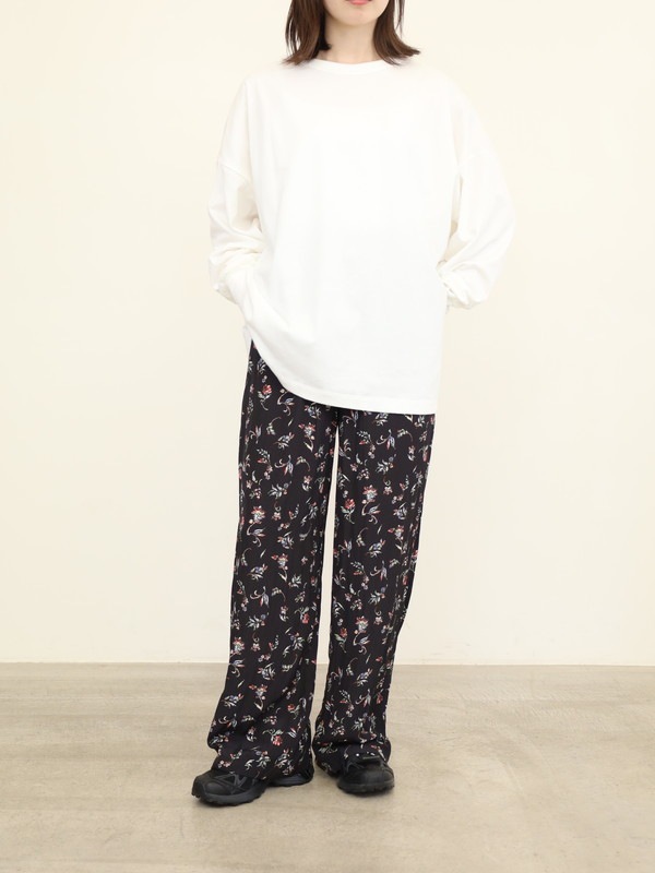 【ma couleur】花柄セミワイドパンツ