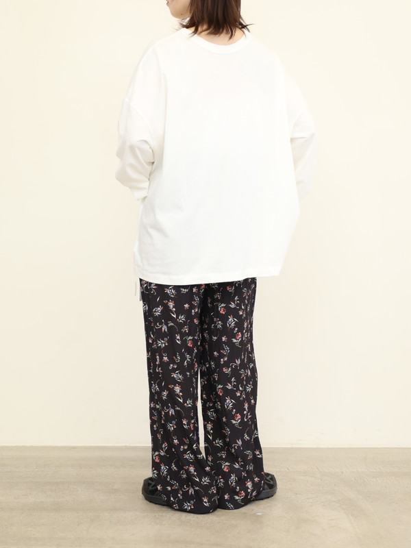 【ma couleur】花柄セミワイドパンツ
