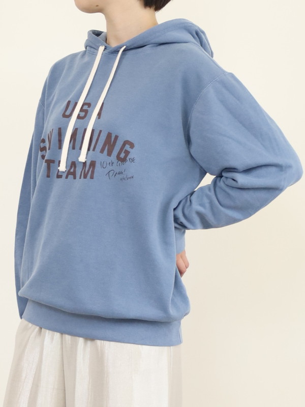 【LeMelange】ミニ裏毛ピグメント染めフーディー 