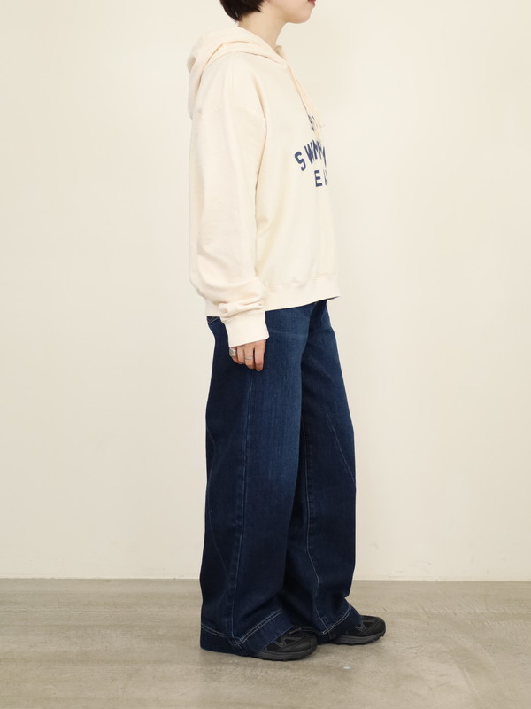 【LeMelange】ミニ裏毛ピグメント染めフーディー 