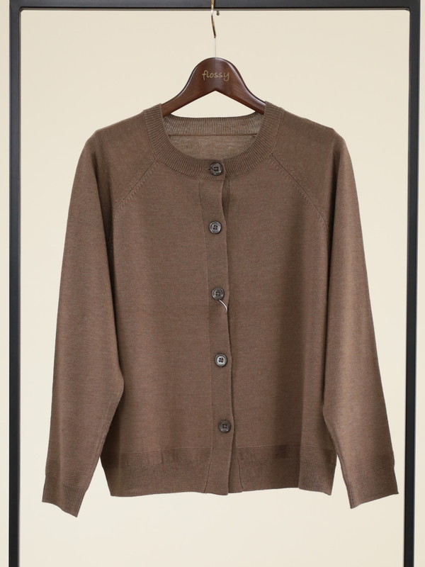 【chez-voeu】丸首ニットカーディガン