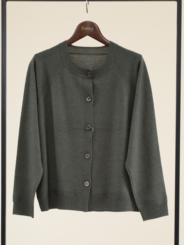 【chez-voeu】丸首ニットカーディガン