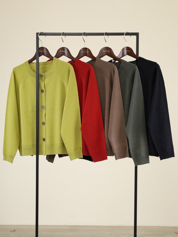 【chez-voeu】丸首ニットカーディガン