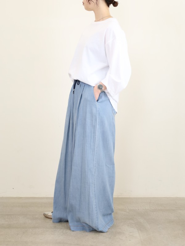 【ayane】シアーデニムタックワイドパンツ