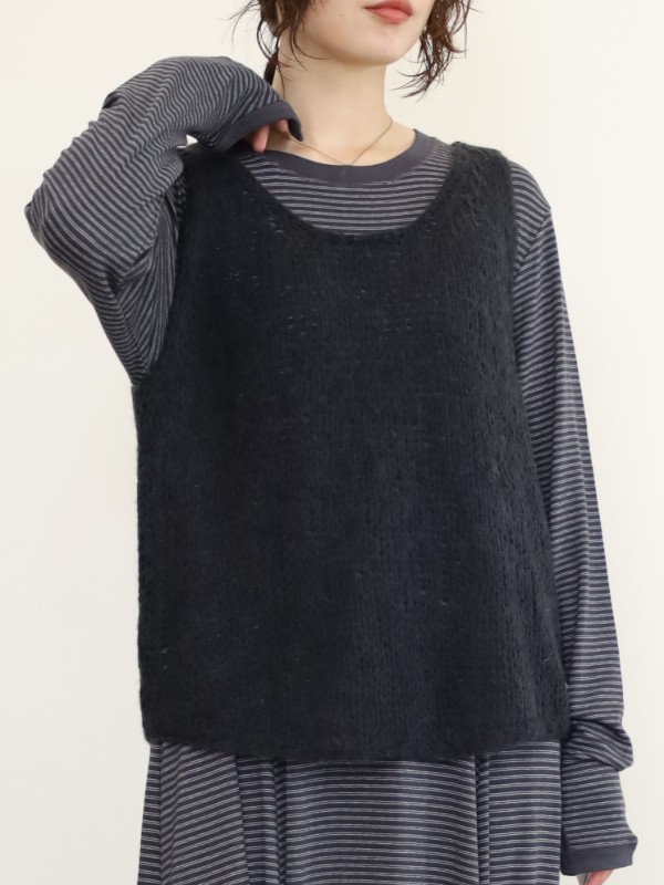 【YENN】モヘアハンドニットベスト