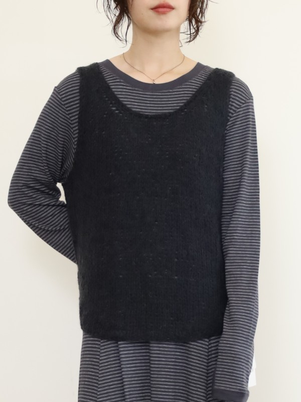 【YENN】モヘアハンドニットベスト