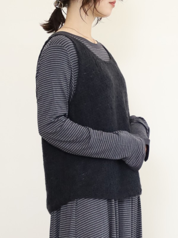 【YENN】モヘアハンドニットベスト