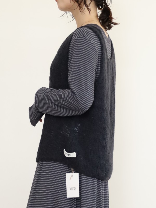 【YENN】モヘアハンドニットベスト
