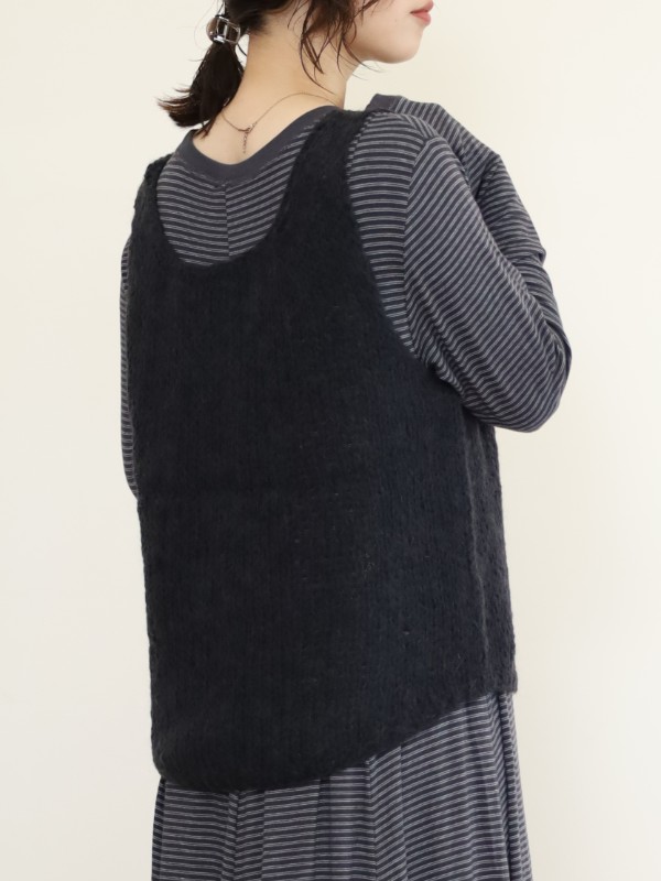 【YENN】モヘアハンドニットベスト