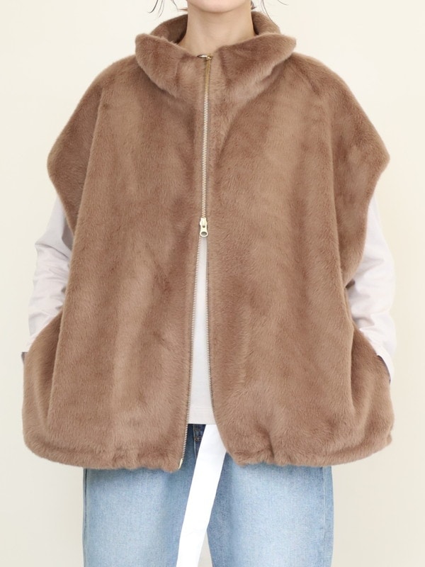 【MICA&DEAL】スタンドカラーファーベスト