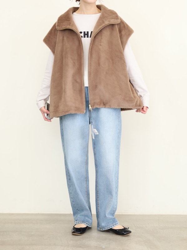 【MICA&DEAL】スタンドカラーファーベスト