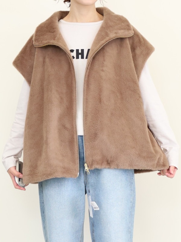 【MICA&DEAL】スタンドカラーファーベスト