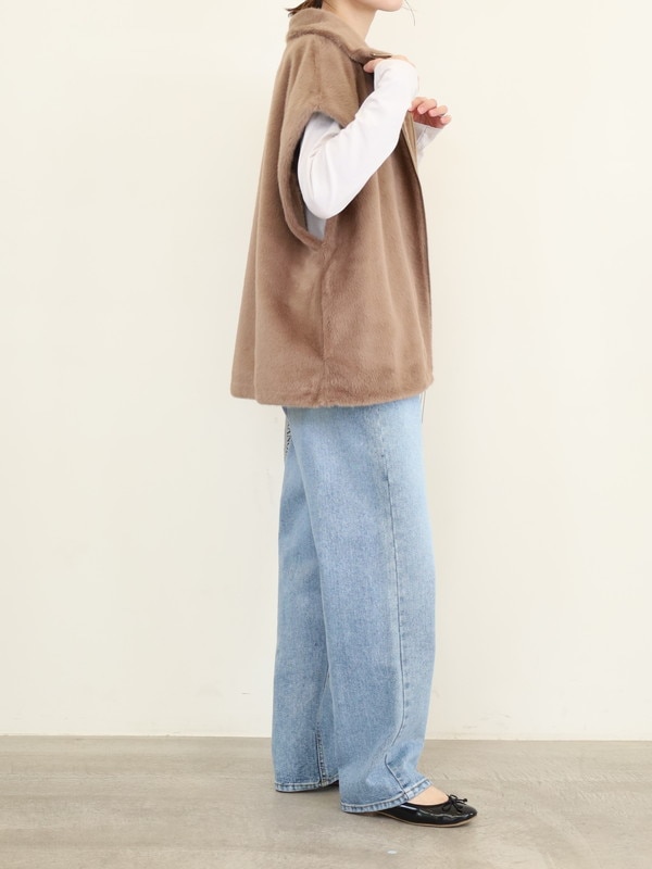 【MICA&DEAL】スタンドカラーファーベスト