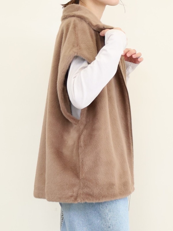 【MICA&DEAL】スタンドカラーファーベスト