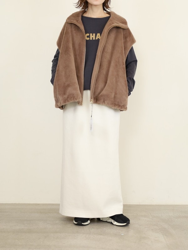 【MICA&DEAL】スタンドカラーファーベスト