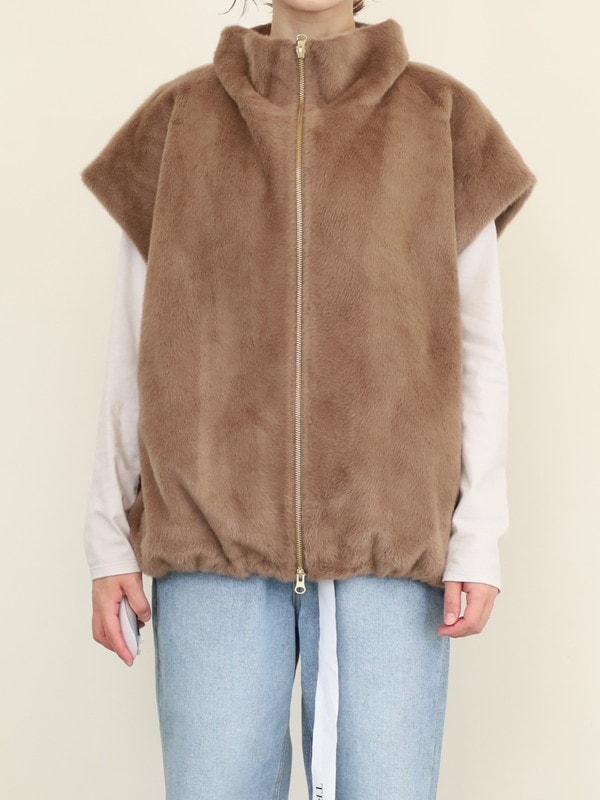 【MICA&DEAL】スタンドカラーファーベスト