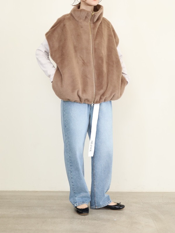 【MICA&DEAL】スタンドカラーファーベスト