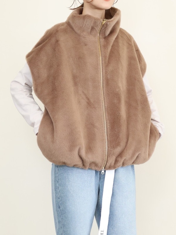 【MICA&DEAL】スタンドカラーファーベスト