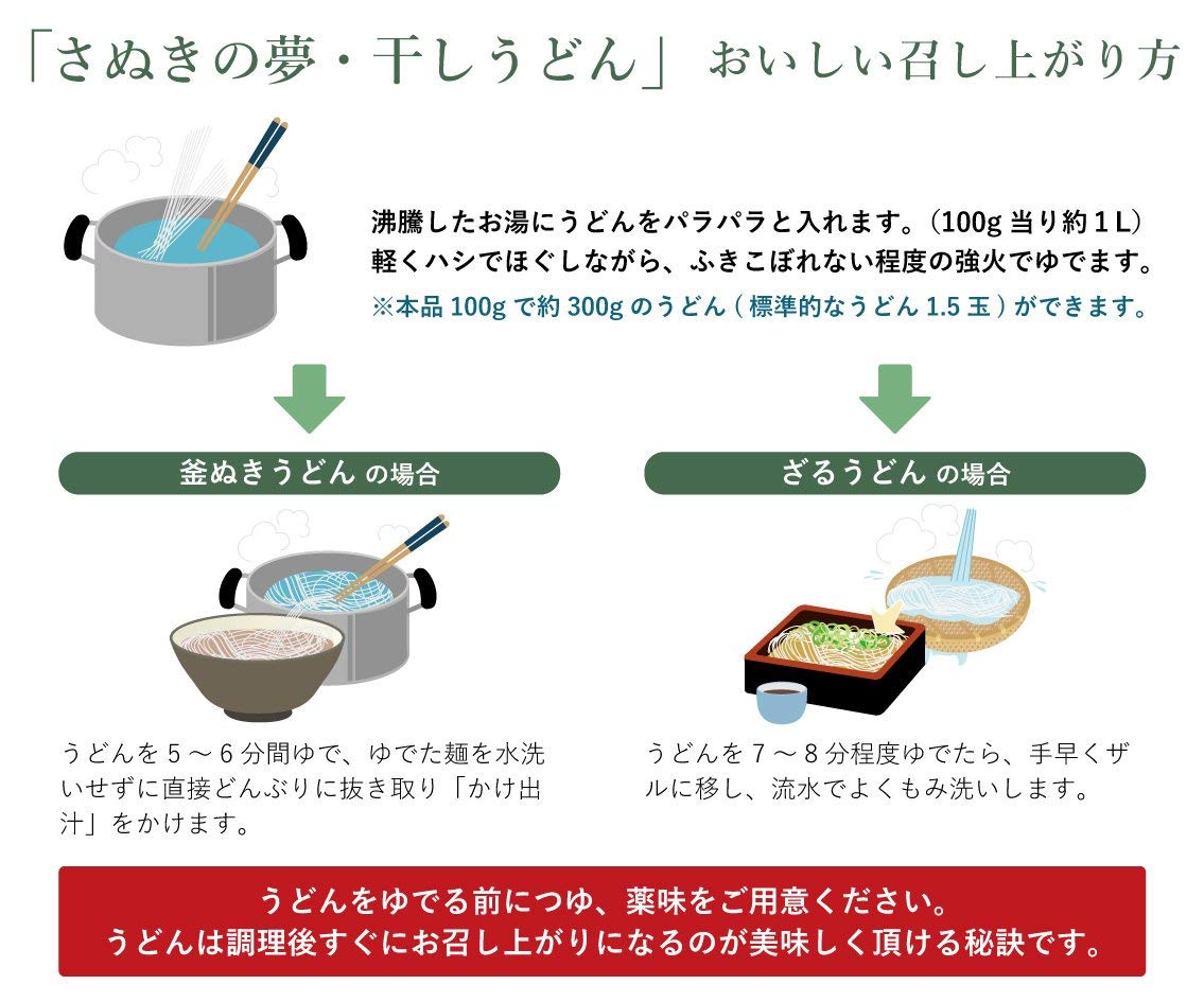 さぬき細うどん　(国産小麦 100% 使用)