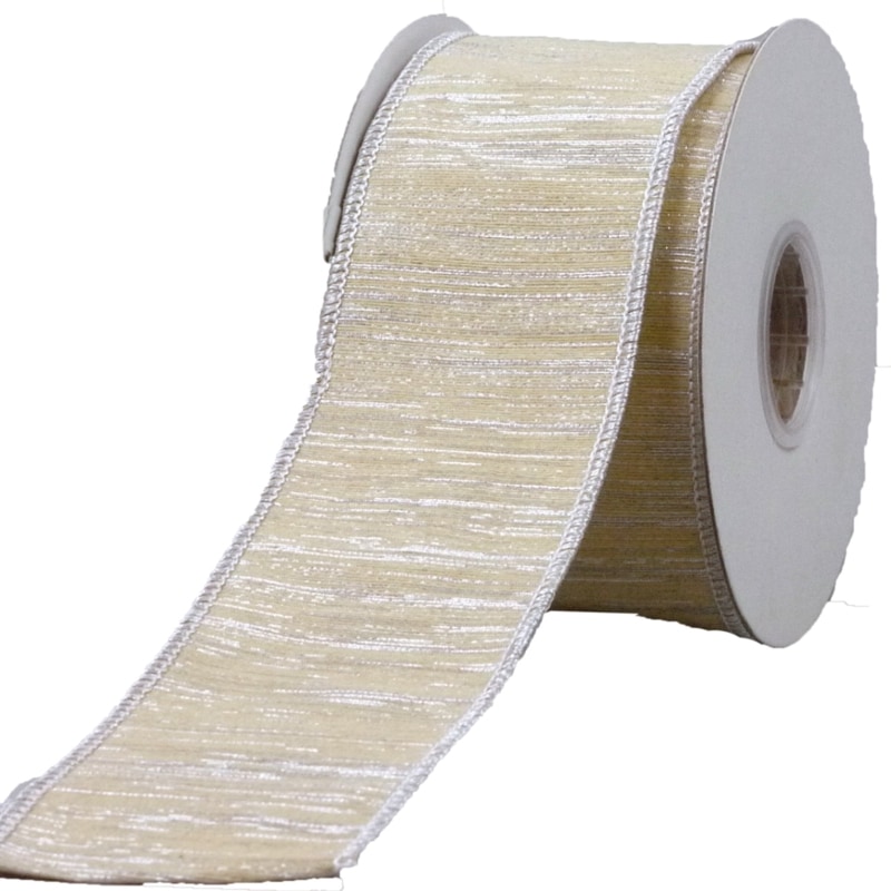 ワイヤー入りリボン METALLIC FAUX SILVER 幅63mm