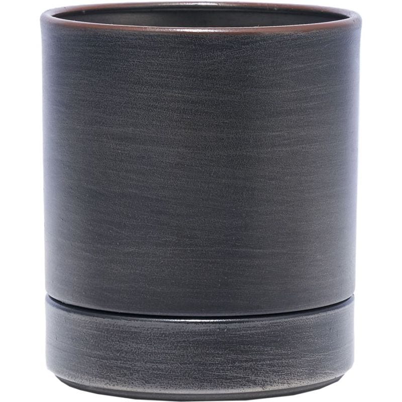 MC円柱メタルecoポット皿付|鉄はエコ|ダークブラック#3