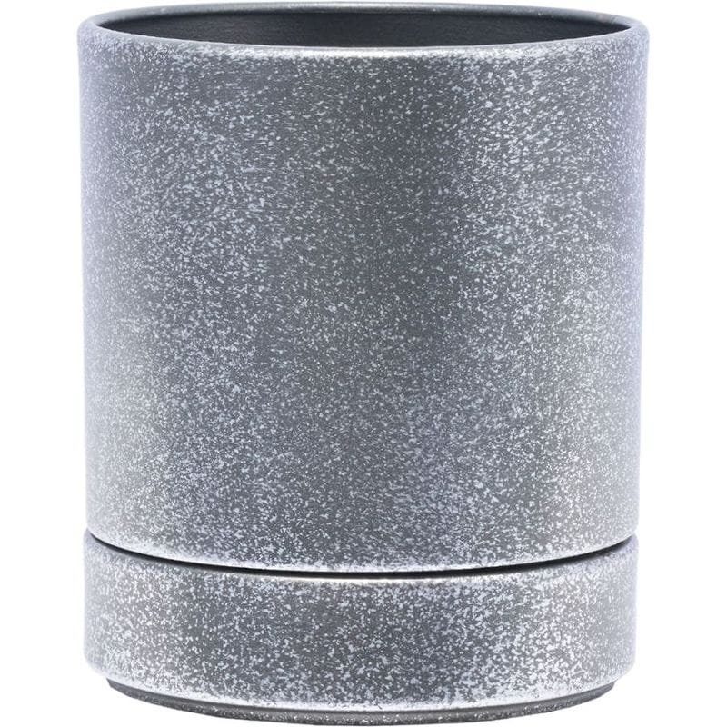 MC円柱メタルecoポット皿付|鉄はエコ|シルバーブラック#3