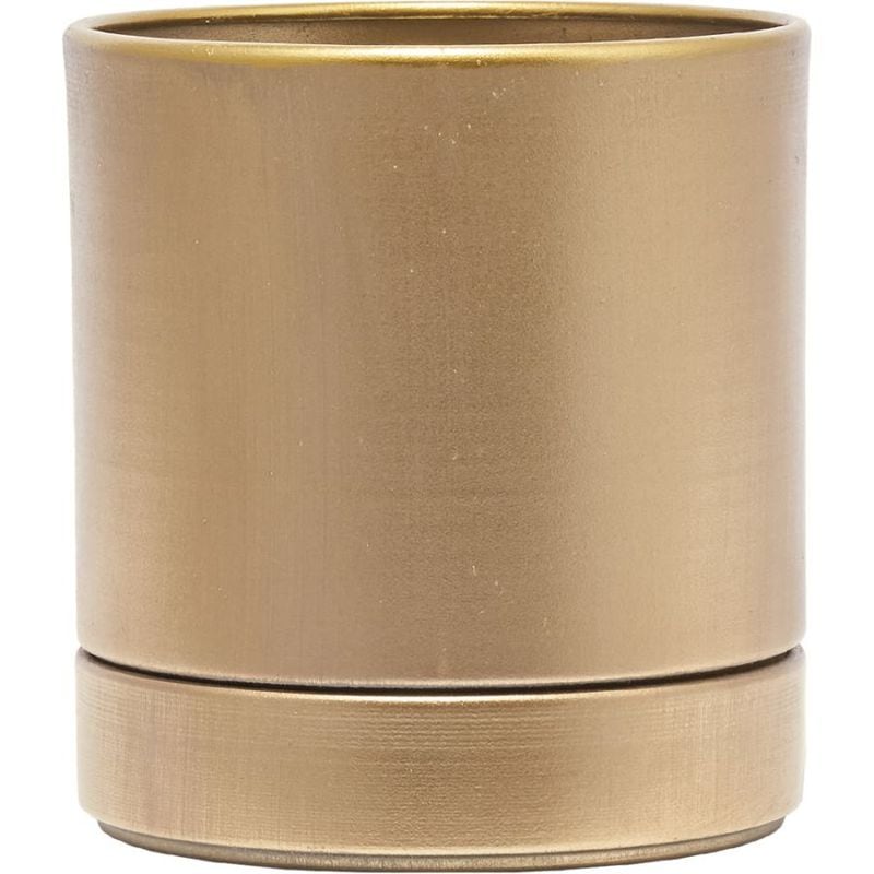 MC円柱メタルecoポット皿付|鉄はエコ|アンティークゴールド#3.5
