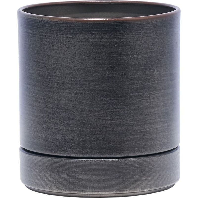 MC円柱メタルecoポット皿付|鉄はエコ|ダークブラック#3.5