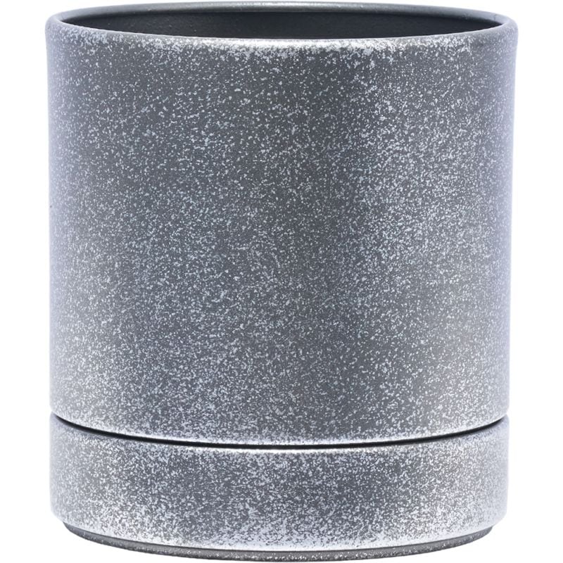 MC円柱メタルecoポット皿付|鉄はエコ|シルバーブラック#3.5