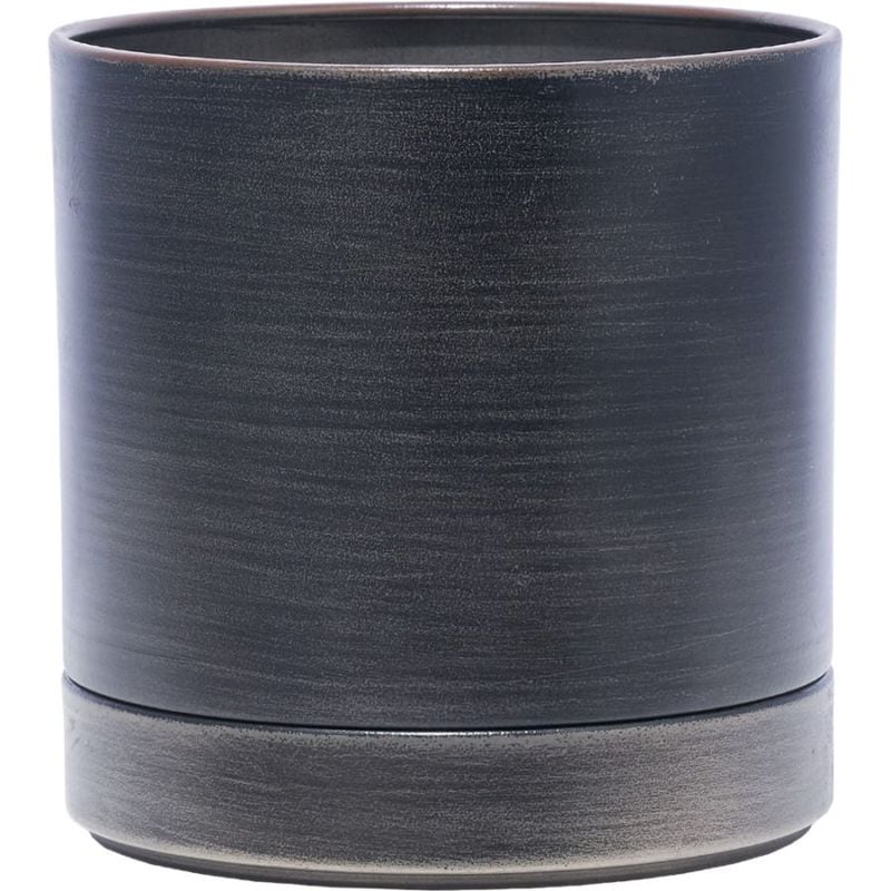 MC円柱メタルecoポット皿付|鉄はエコ|ダークブラック#4