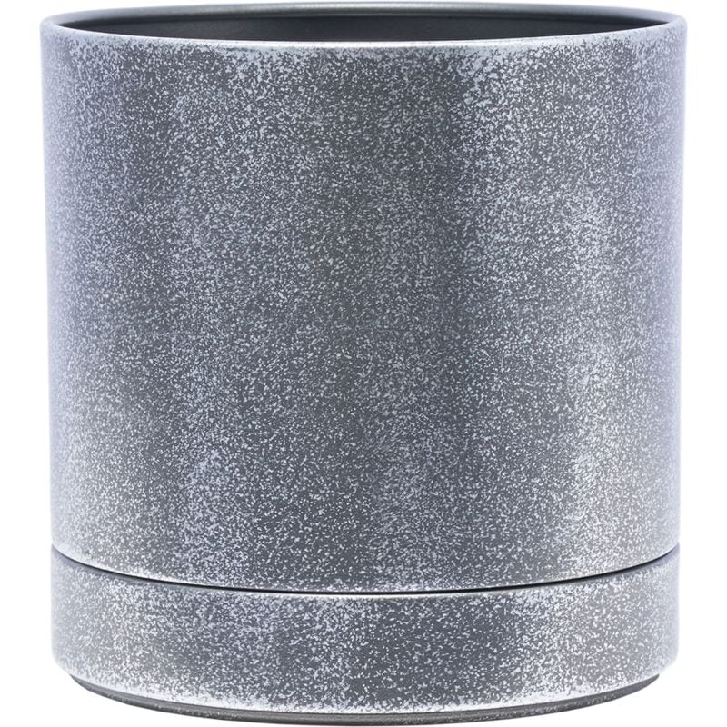 MC円柱メタルecoポット皿付|鉄はエコ|シルバーブラック#4