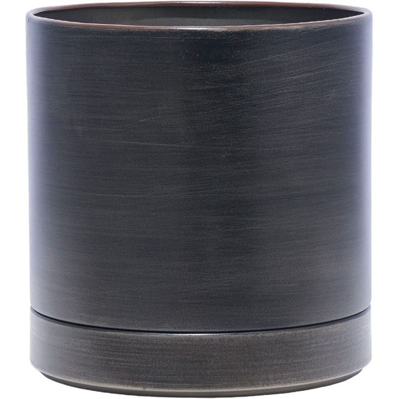 MC円柱メタルecoポット皿付|鉄はエコ|ダークブラック#5