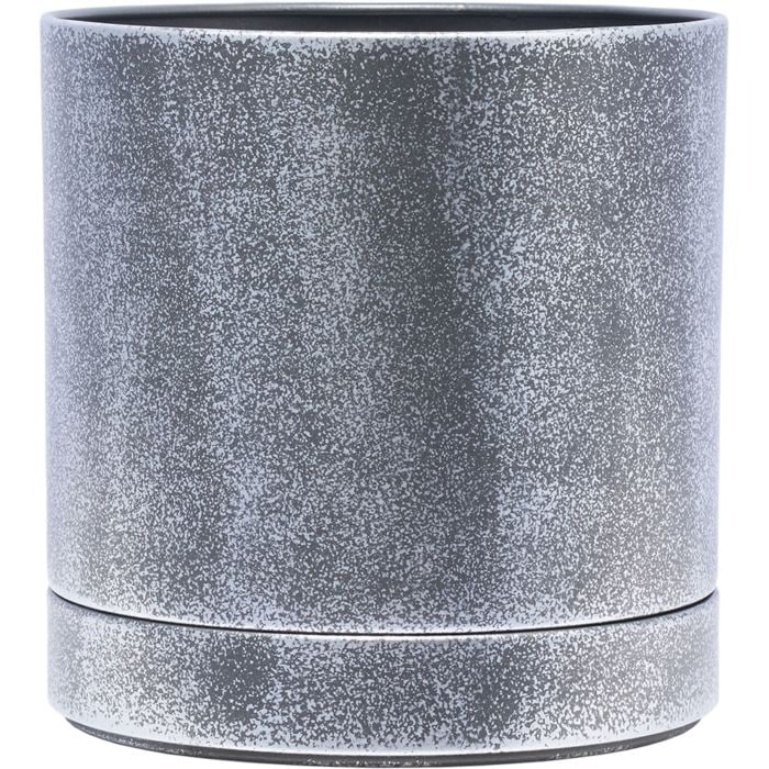 MC円柱メタルecoポット皿付|鉄はエコ|シルバーブラック#5