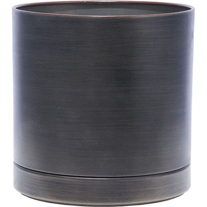 MC円柱メタルecoポット皿付|鉄はエコ|ダークブラック#6