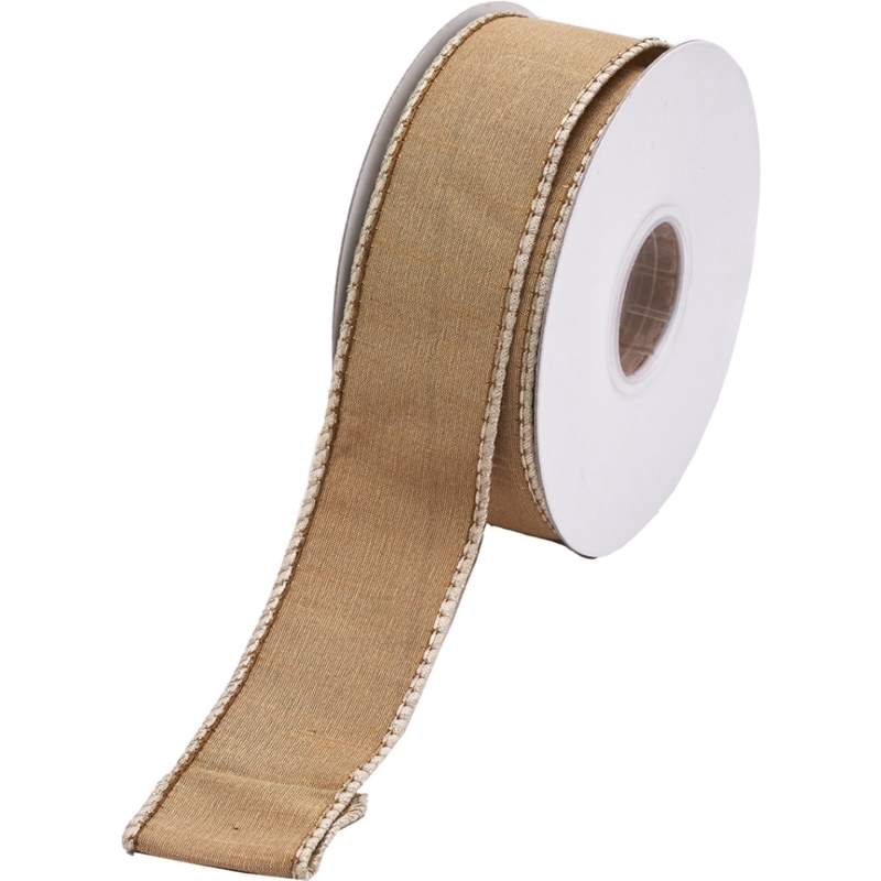 ワイヤー入りリボン DOUBLE FUSED DUPION RIBBON WITH METALLIC GL 3.8cm