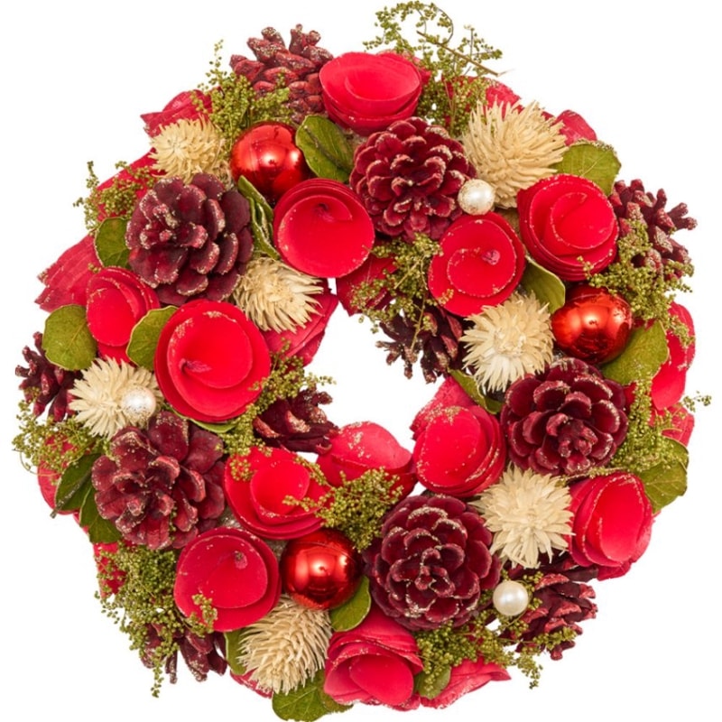 リースレッド眠りコーンボールラメS