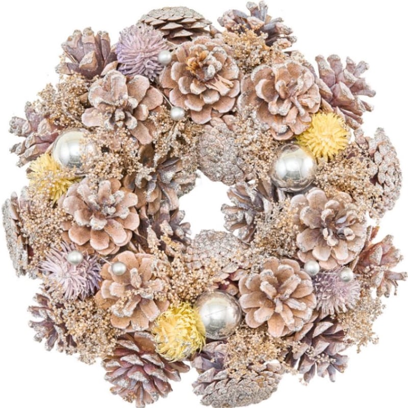 リースピンクシャトルボールリーフラメS | クリスマスリース・雑貨