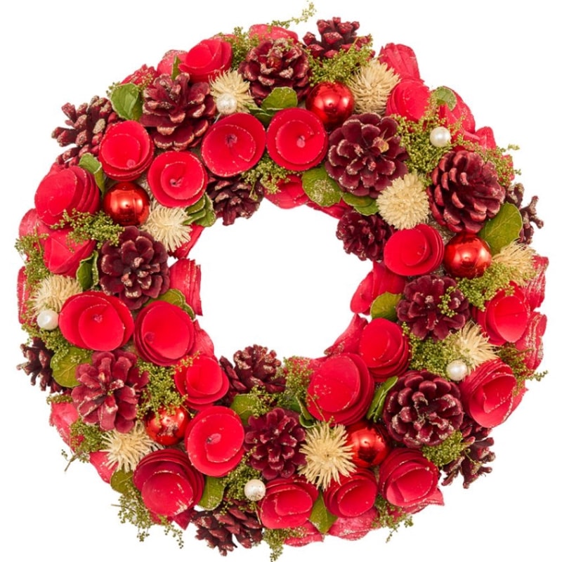 リースレッド眠りコーンボールラメM