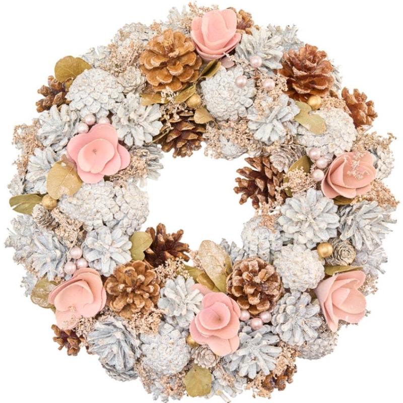 リースピンクシャトルボールリーフラメS | クリスマスリース・雑貨