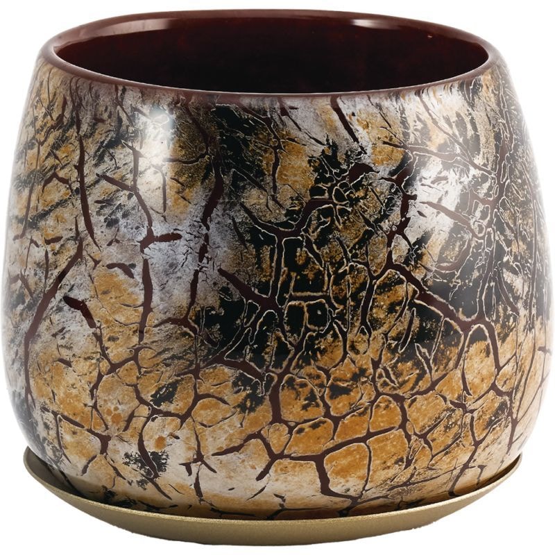 DGガラスボウルポット&ソーサーφ12(10)xH10 オークミスト