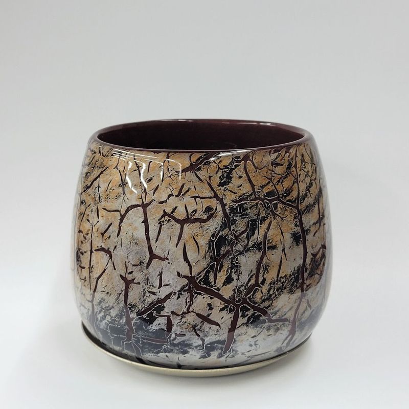 DGガラスボウルポット&ソーサーφ12(10)xH10 オークミスト